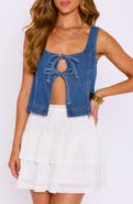 VICI Collection Mari Tie Front Denim Top