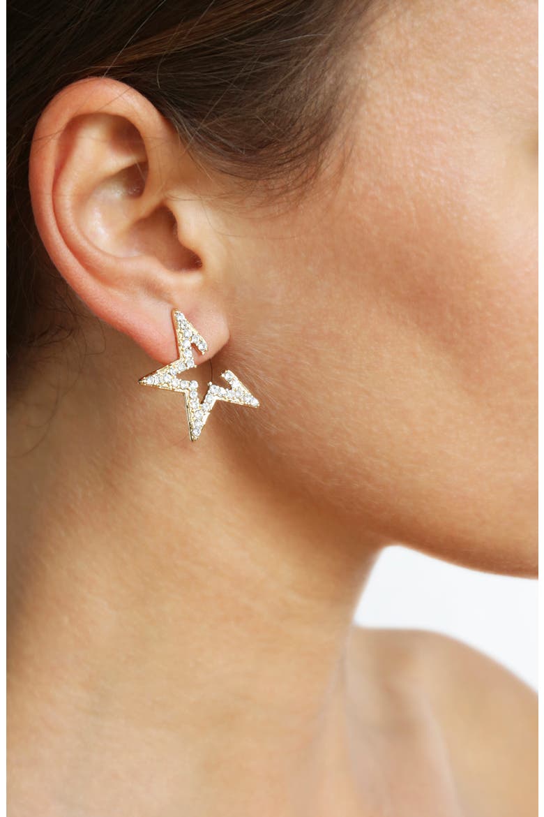 Star Light Crystal Embellished Stud Earrings, Alternate, color, GOLD