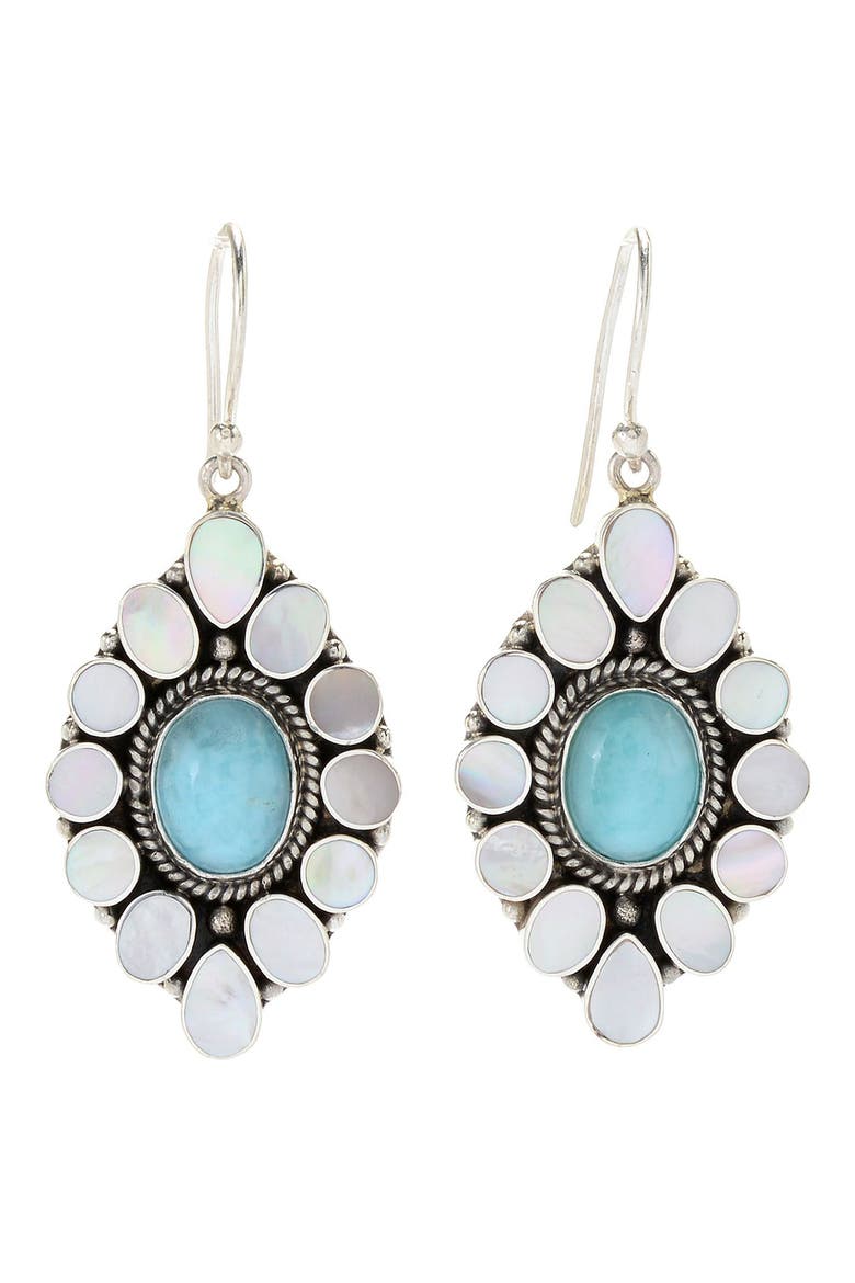Semiprecious Stone Drop Earrings, Main, color, BLUE