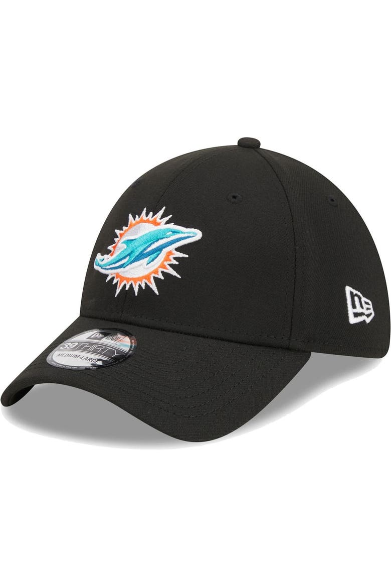 Men's New Era Black Miami Dolphins  Main 39THIRTY Flex Hat, Main, color, Black