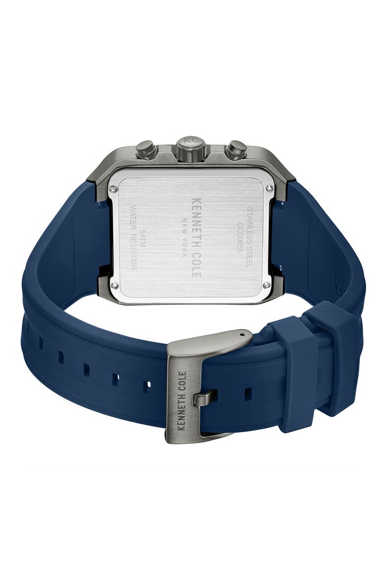 Arlington Automatic Chronograph Silicone Strap Watch, 43mm, Alternate, color, BLUE