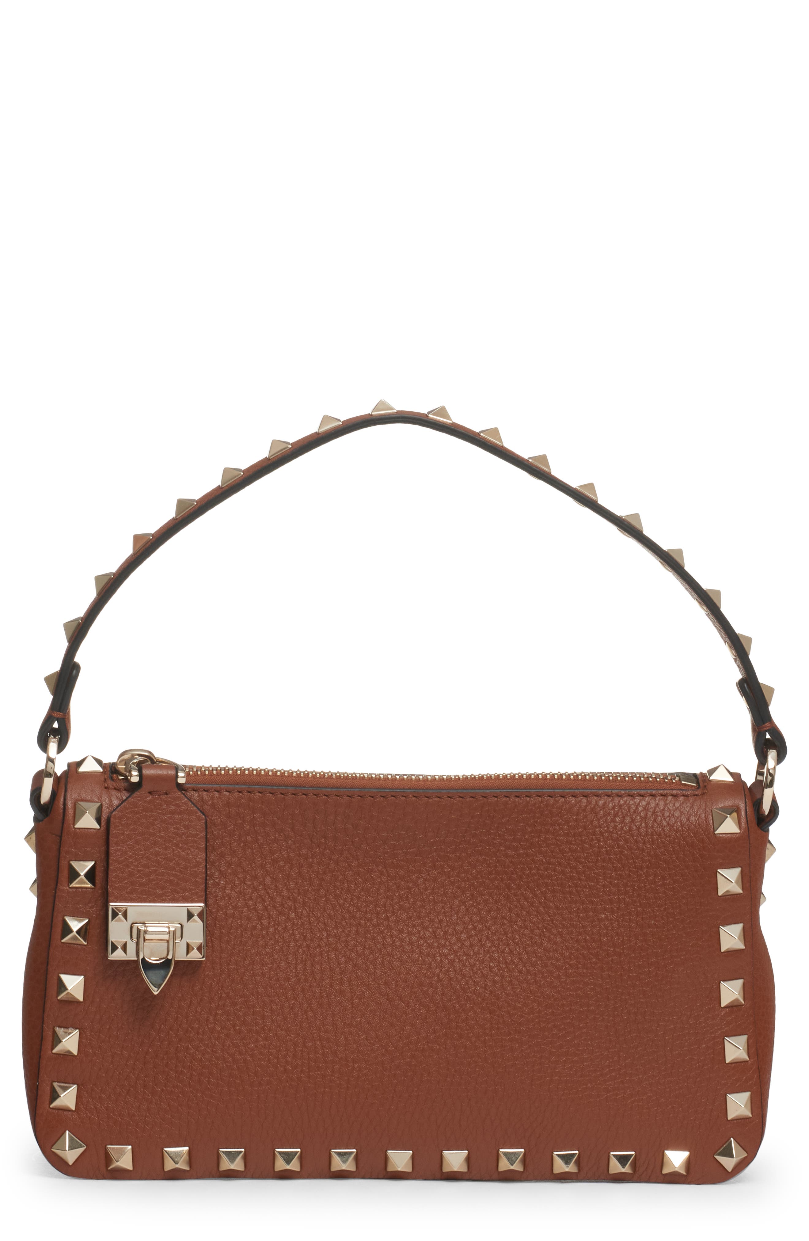 Valentino Garavani Small Rockstud Leather Shoulder Bag, Main, color, 