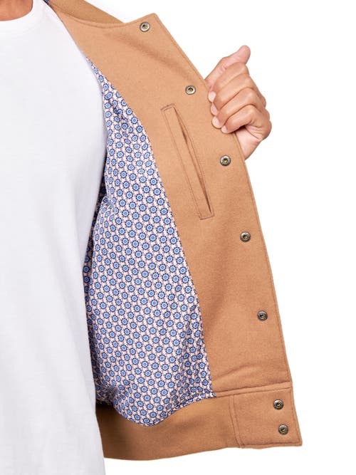 Construct Solid Varsity Jacket In Khaki