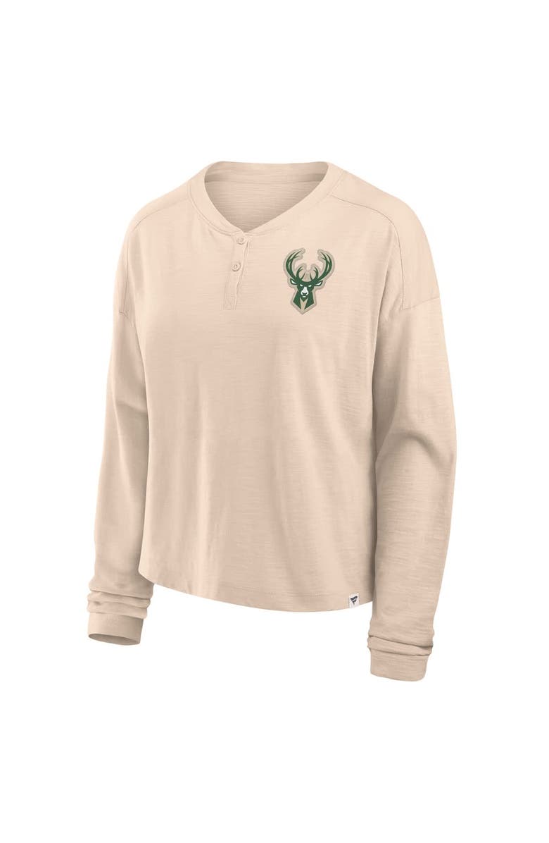 FANATICS Women
s Fanatics Natural Milwaukee Bucks Boxed Out Drop Fashion Long Sleeve T-Shirt, Alternate, color, Natural