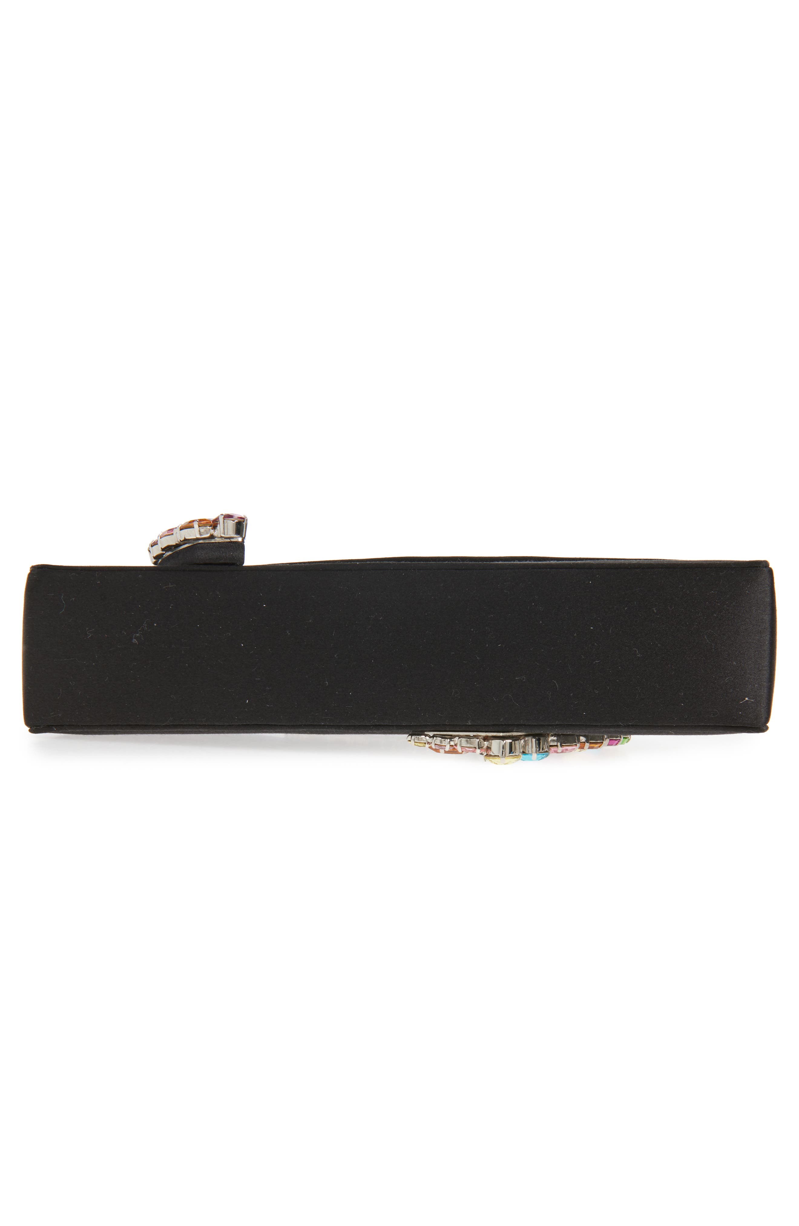 L’alingi Karma Crystal Handle Satin Clutch, Alternate, color, Black/Rainbow