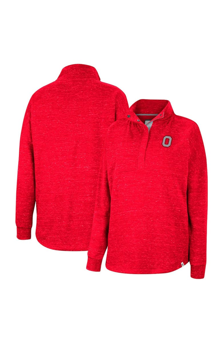 COLOSSEUM Women's Colosseum Scarlet Ohio State Buckeyes Natalie Speckled Quarter-Snap Top, Main, color, Scarlet