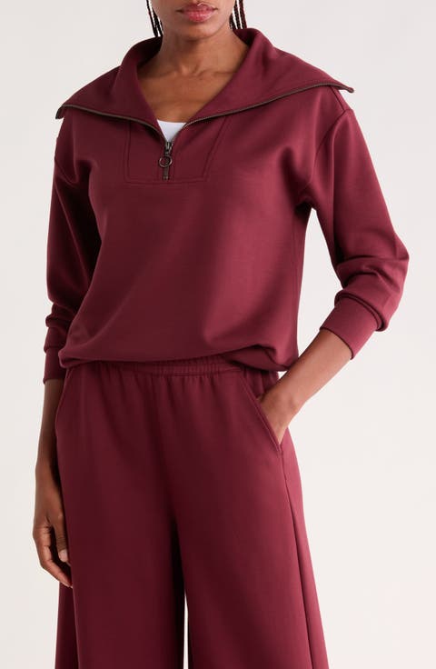 Quarter Zip Scuba Knit Sweatshirt