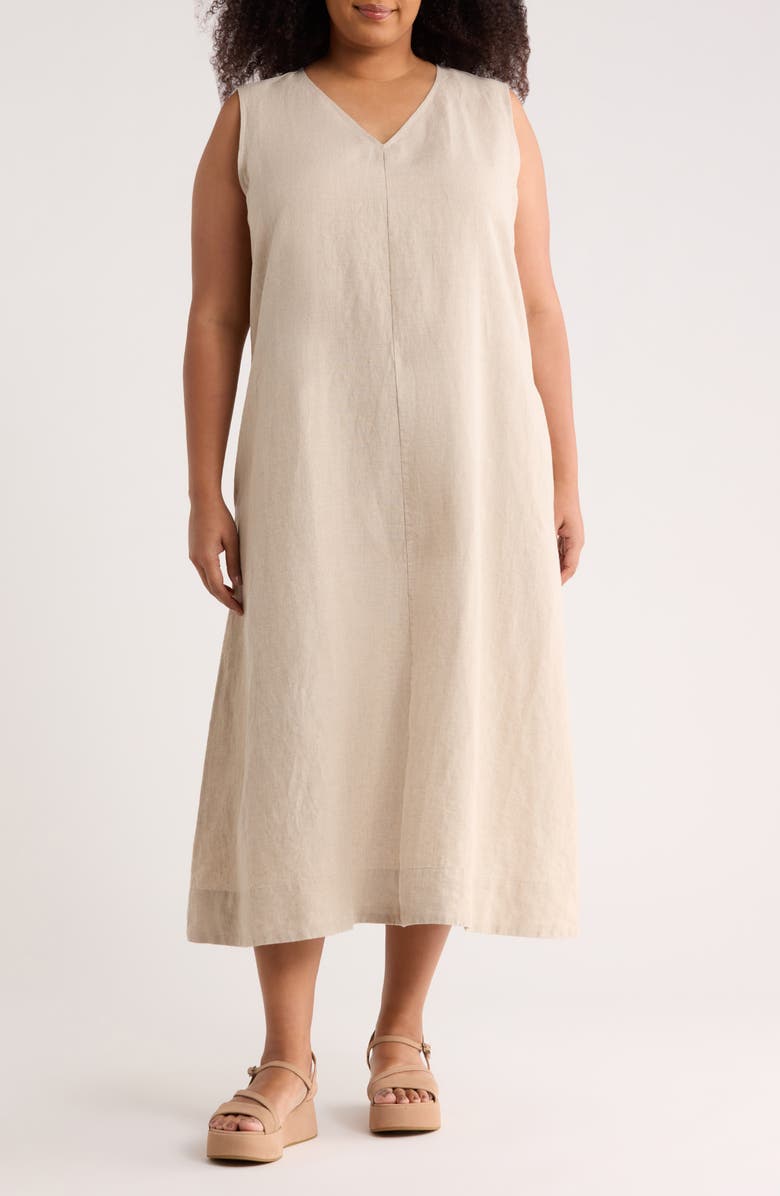 Eileen Fisher Sleeveless Linen Dress, Main, color, Undyed Natural