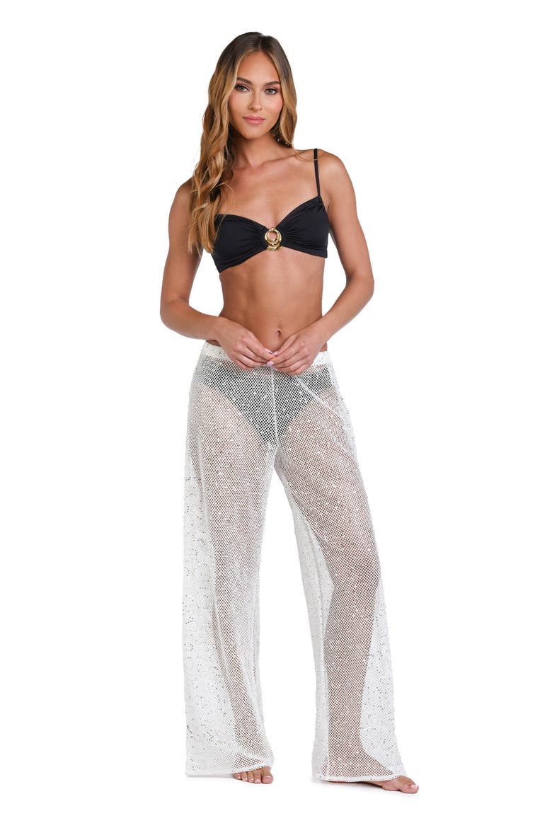 Shine Open Stitch Cover-Up Pants, Alternate, color, WHITE