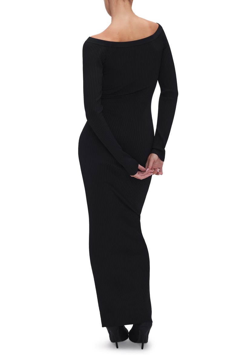 Shine Off the Shoulder Long Sleeve Maxi Dress, Alternate, color, BLACK001
