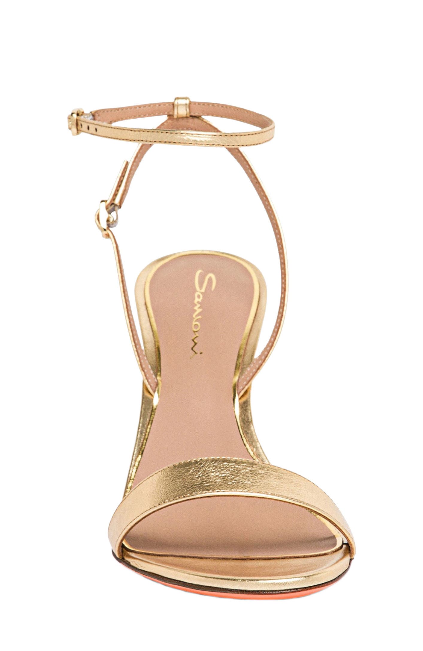 Santoni Leather high-heel sandal, Alternate, color, Gold