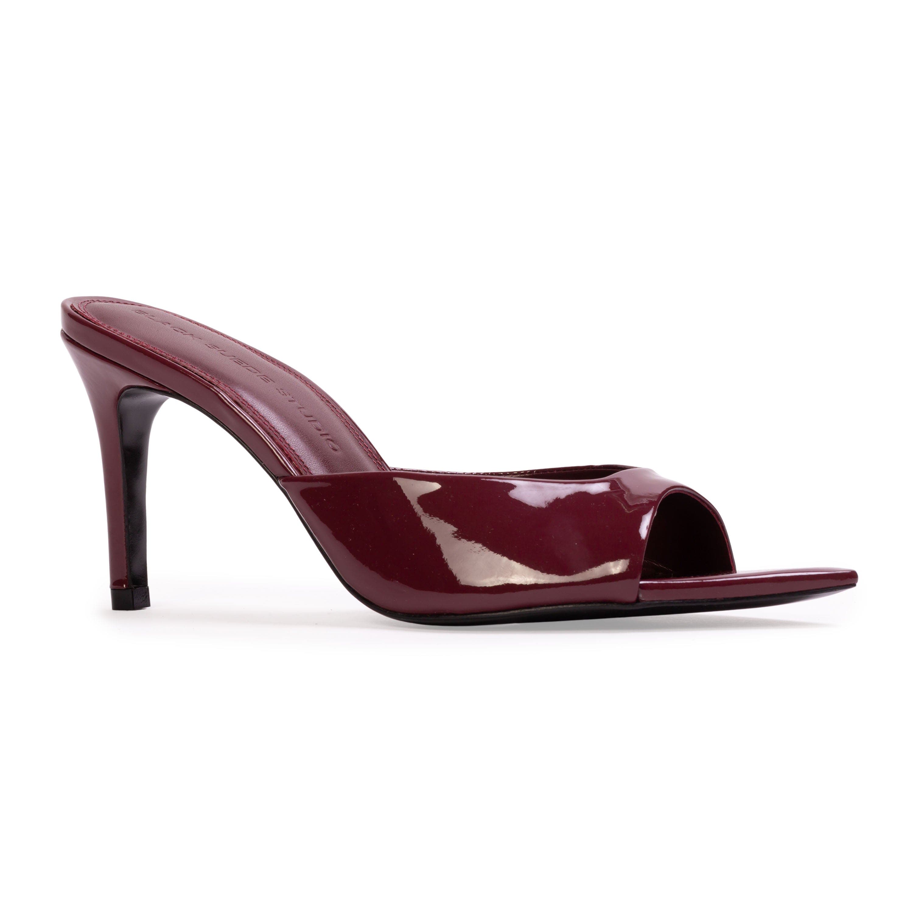 BLACK SUEDE STUDIO Brea 80 Patent Mule, Alternate, color, Ruby Patent Leather