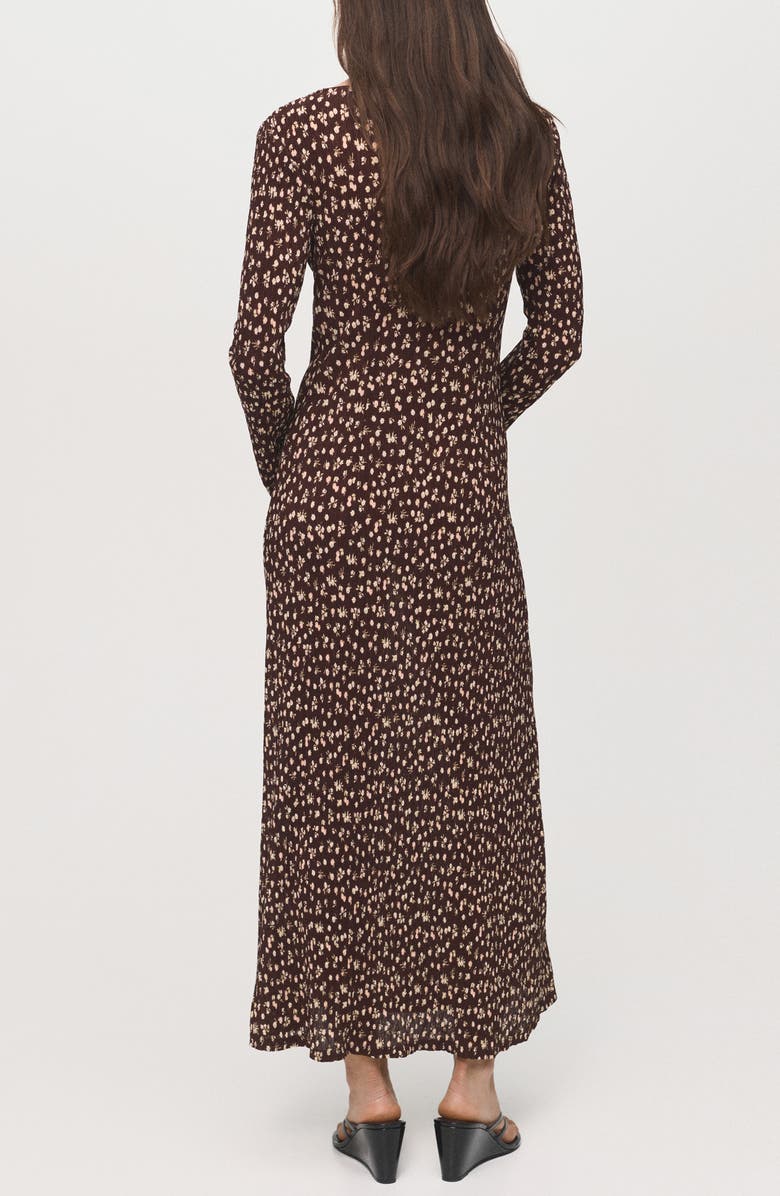 MANGO Print Long Sleeve Maxi Dress, Alternate, color, Brown