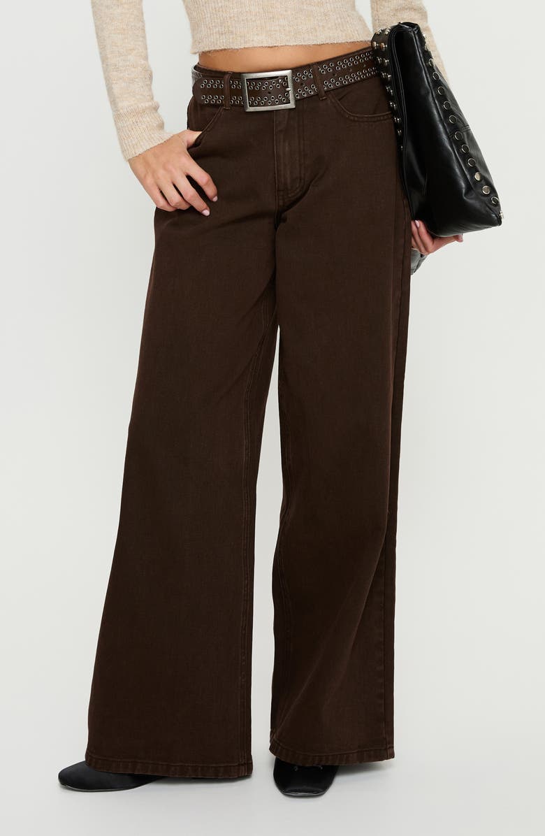 Princess Polly Naylor Mid Rise Wide Leg Jeans, Alternate, color, Brown