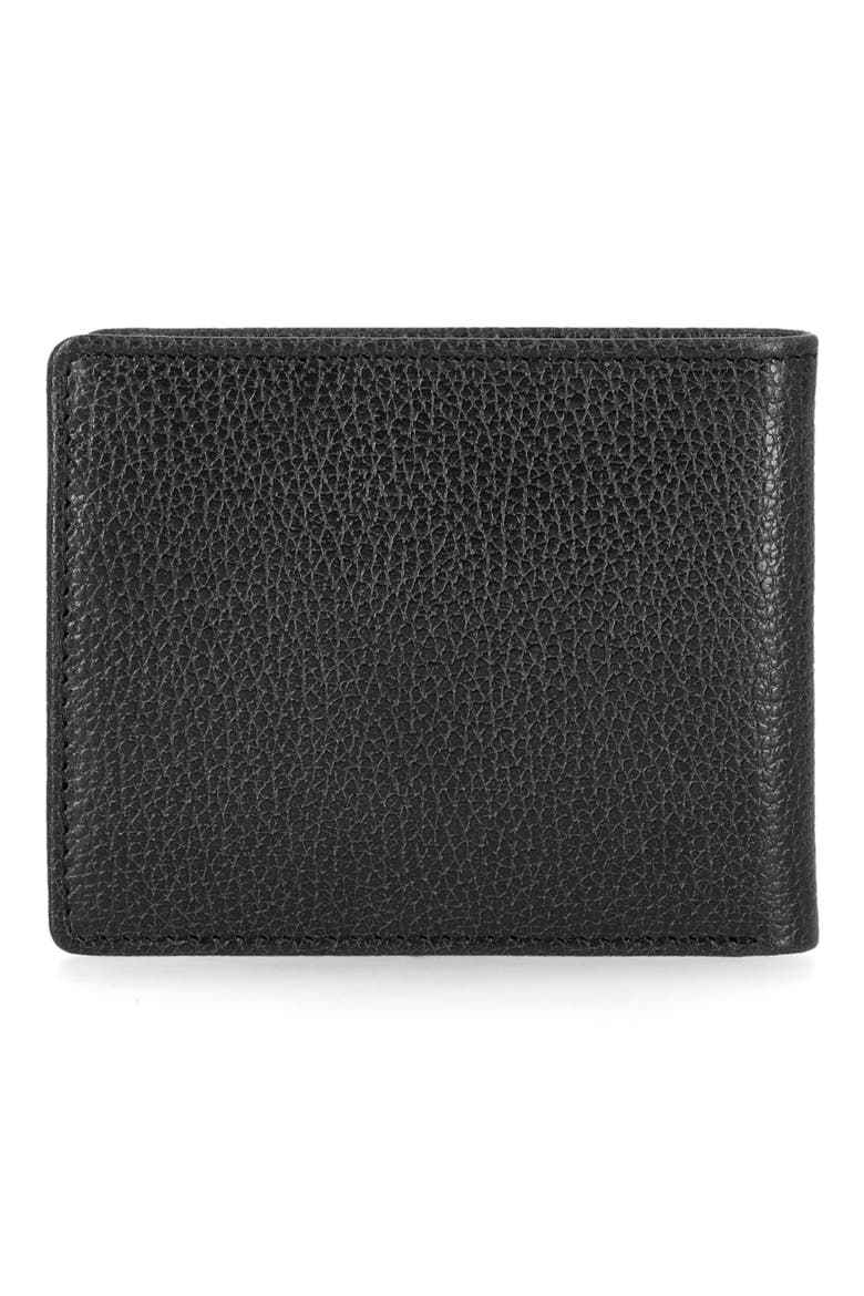 Metal Logo Leather Bifold Passcase Wallet, Alternate, color, BLACK