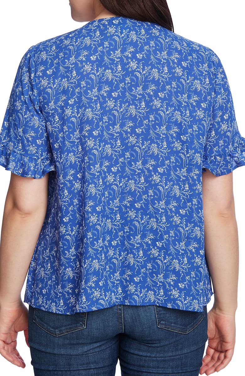 CeCe Toile Vines Ruffle Sleeve Crepe Blouse, Alternate, color,