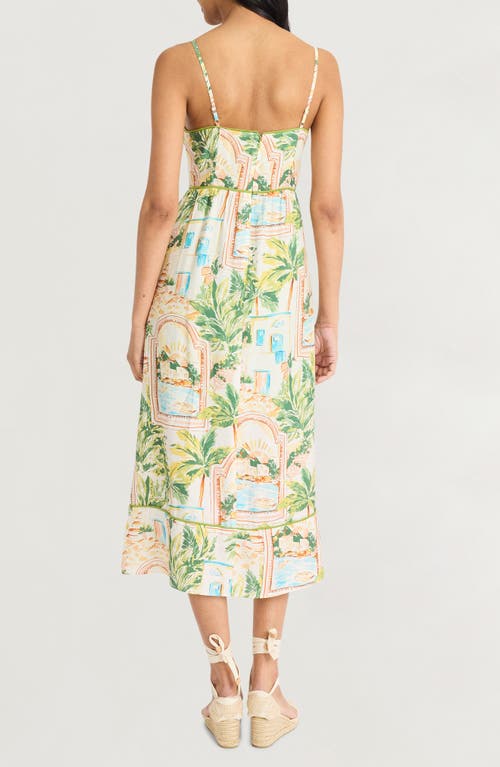 Shop The Good Journey Contrast Piping Midi Sundress In Soft White/peach