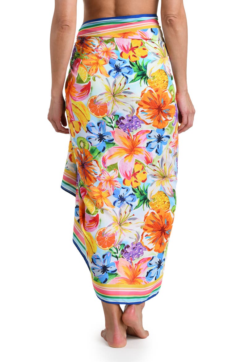Flora De Fruta Cover-Up Sarong, Alternate, color, BLUE/ GREEN MULTI