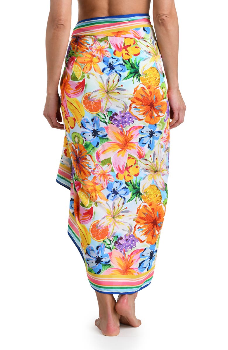 La Blanca Flora De Fruta Cover-Up Sarong, Alternate, color, Blue/ Green Multi