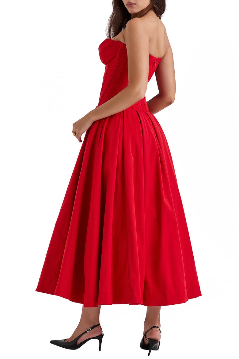 Lady Strapless Midi Dress, Alternate, color, SALSA
