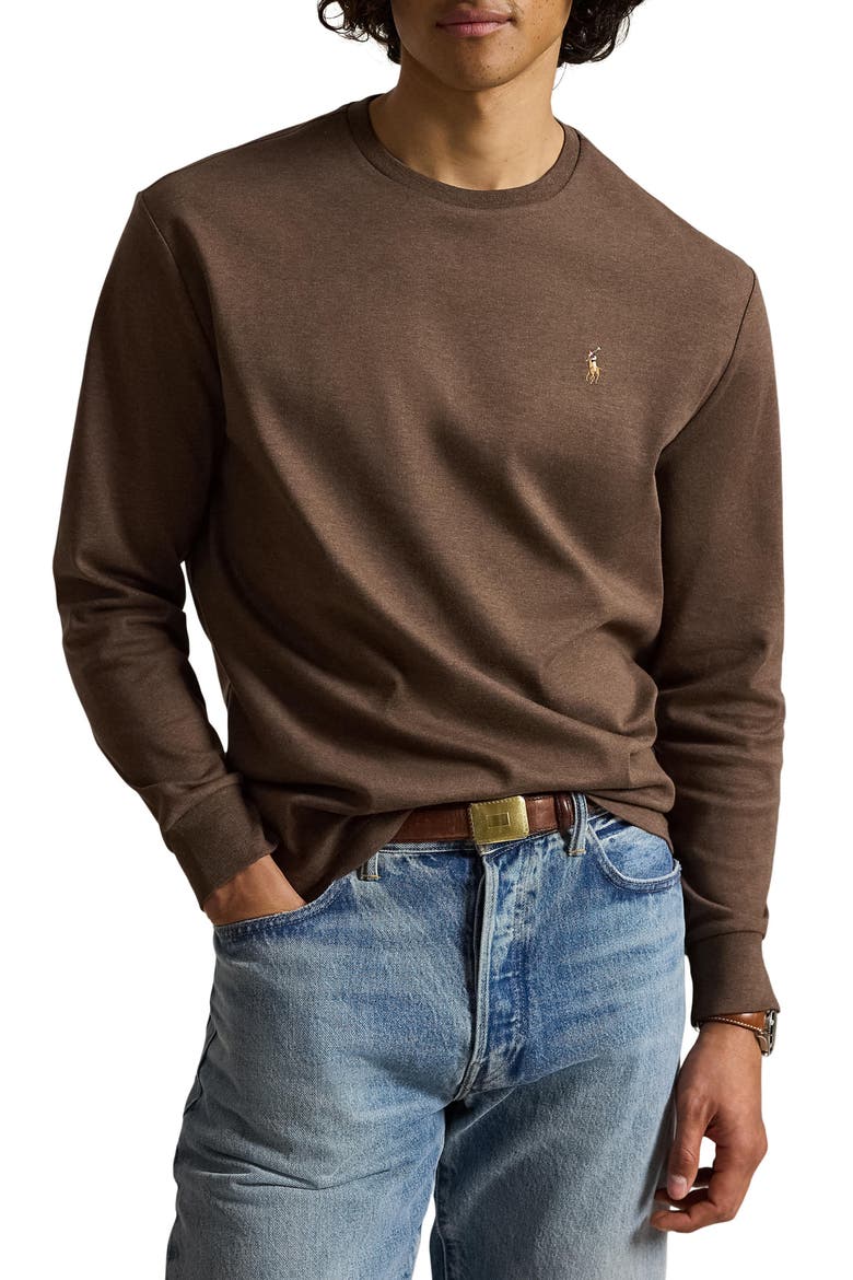Soft Touch Long Sleeve T-Shirt, Main, color, BROWN MU