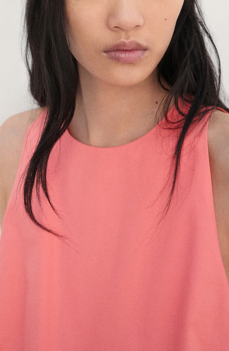 MANGO Bubble Hem Sleeveless Cotton Top, Alternate, color, Coral Red