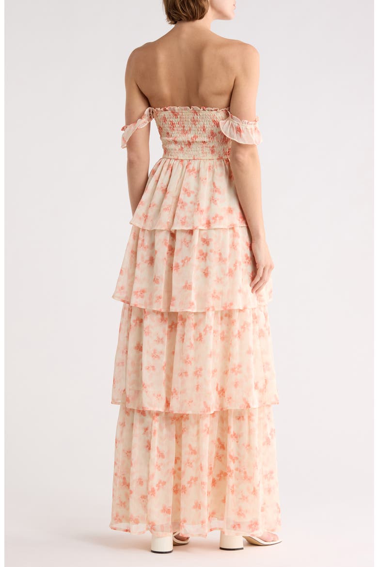 Yoryu Chiffon Printed Long Dress, Alternate, color, ORANGE