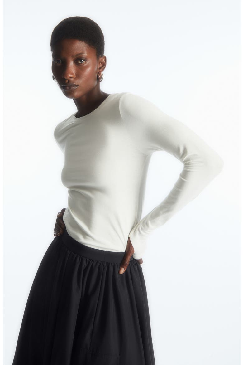 Slim Fit Long Sleeve Cotton T-Shirt, Alternate, color, WHITE LIGHT