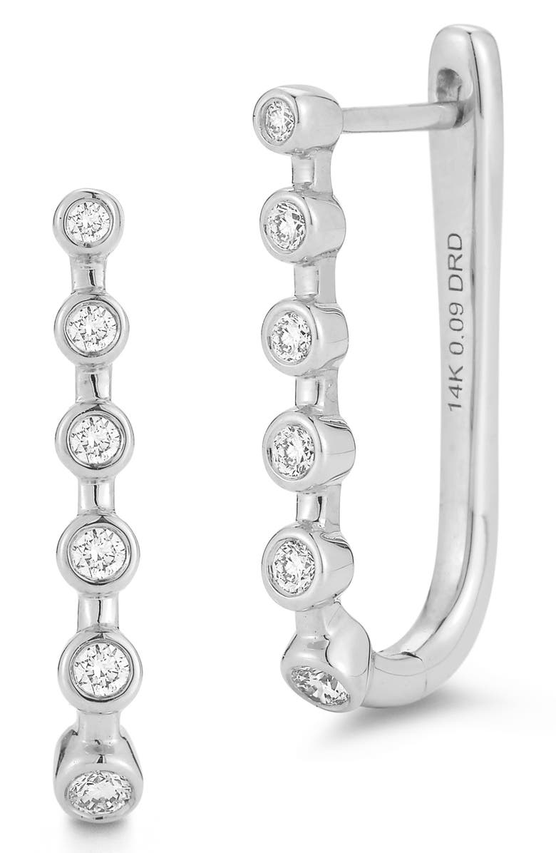 Dana Rebecca Designs Lulu Jack Diamond Bezel U Huggie Earrings, Main, color, 