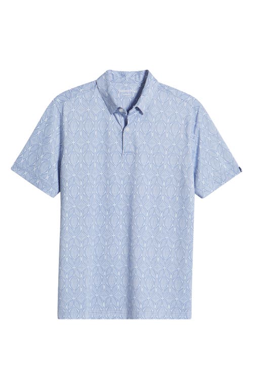 Mizzen + Main Mizzen+main Halyard Trim Fit Print Performance Polo In Sky Woodblock