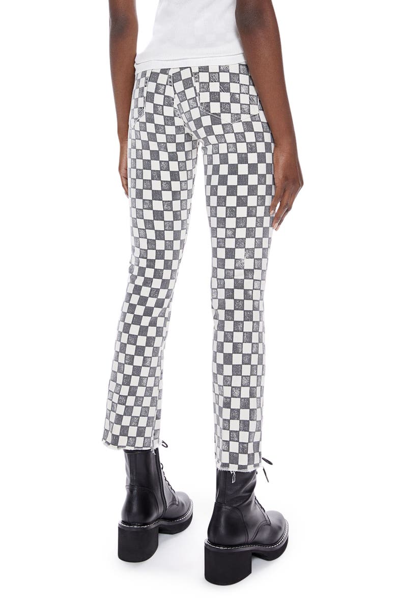 MOTHER The Insider Checkerboard Frayed Crop Bootcut Jeans, Alternate, color, 