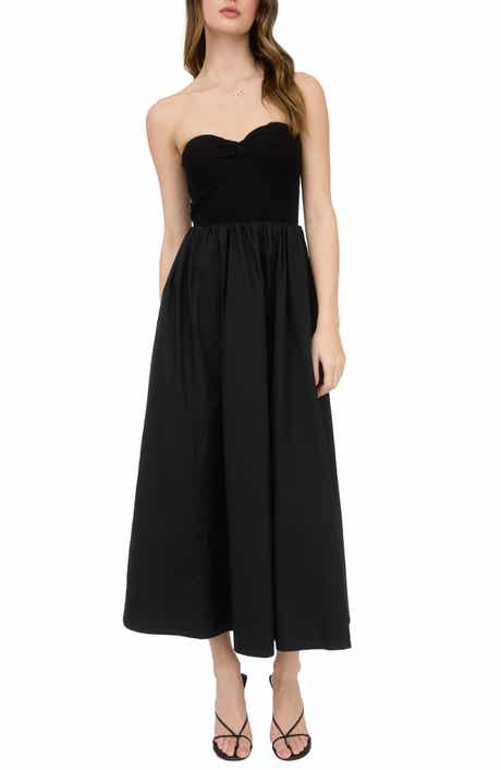 Blu Pepper Mixed Media Strapless Midi Dress