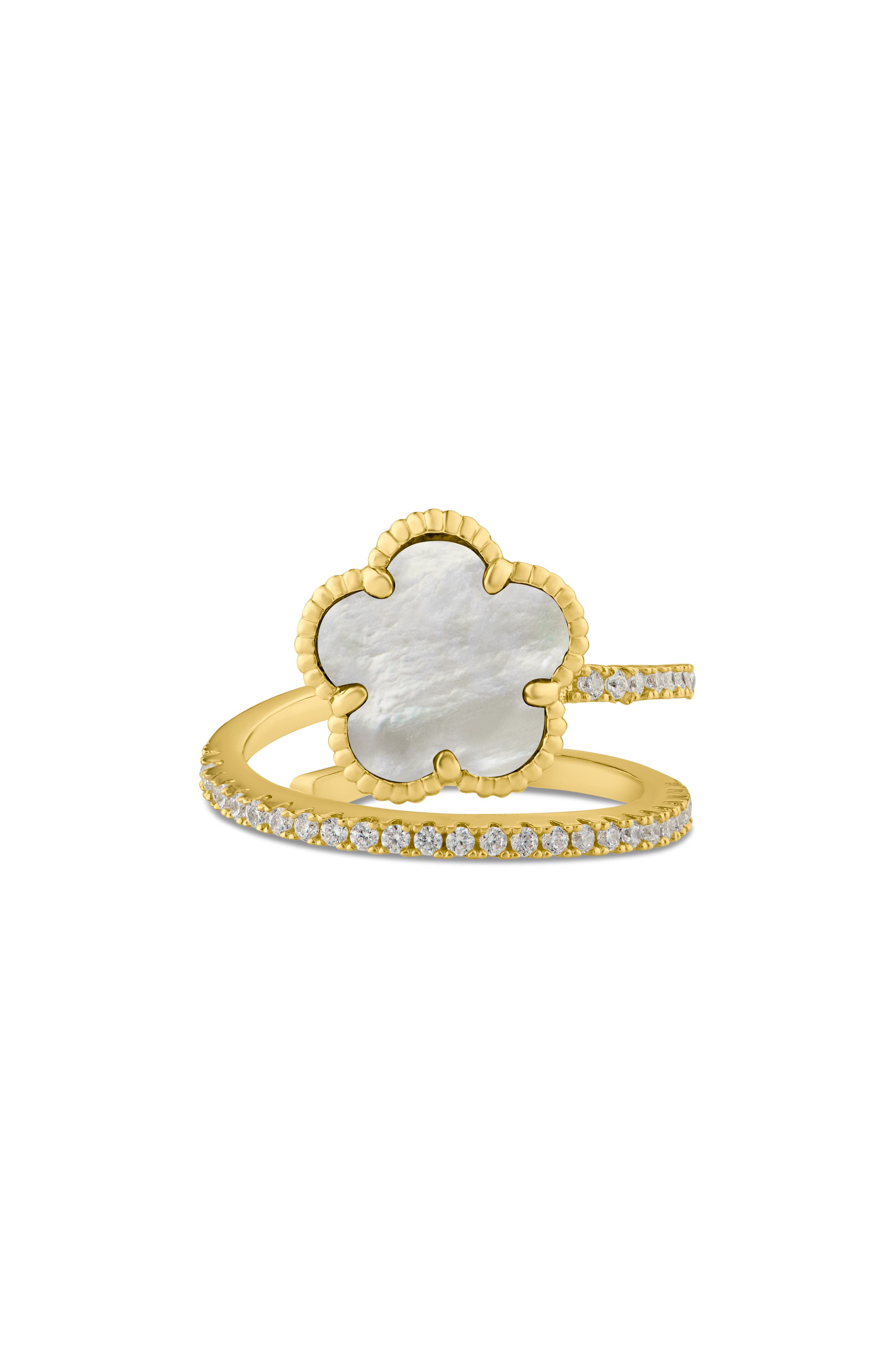 CZ by Kenneth Jay Lane CZ Pavé Clover Wrap Ring