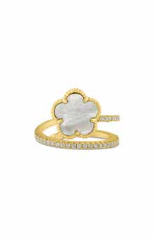 CZ by Kenneth Jay Lane CZ Pavé Clover Wrap Ring