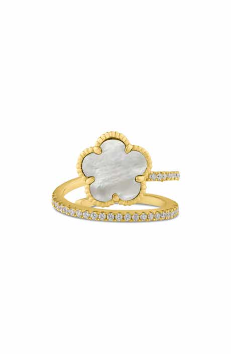CZ by Kenneth Jay Lane CZ Pavé Clover Wrap Ring