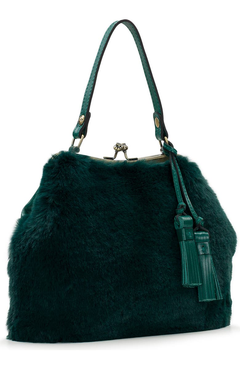 Patricia Nash Laureana Faux Fur Frame Top Shoulder Bag, Alternate, color, Spruce