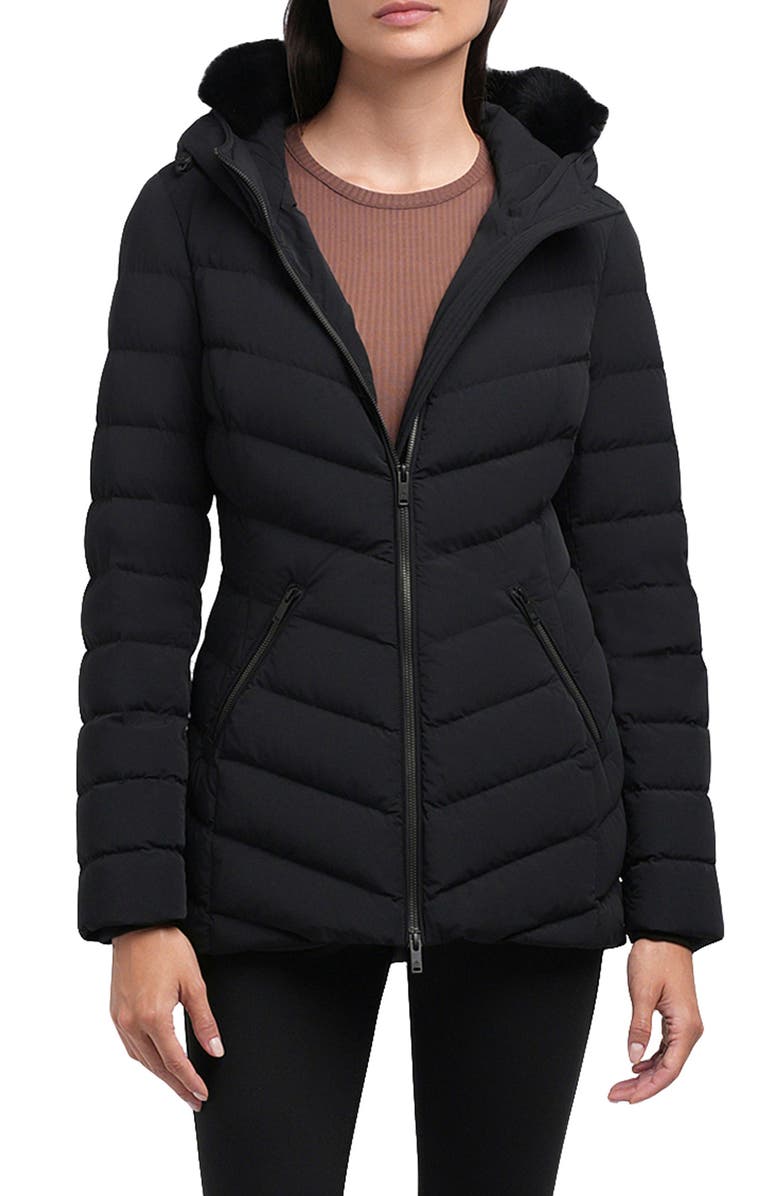 Moose Knuckles Roselawn 5 Water Repellent 800 Fill Power Down Puffer Jacket with Genuine Shearling Trim, Alternate, color, Blk W/ Blk Sh