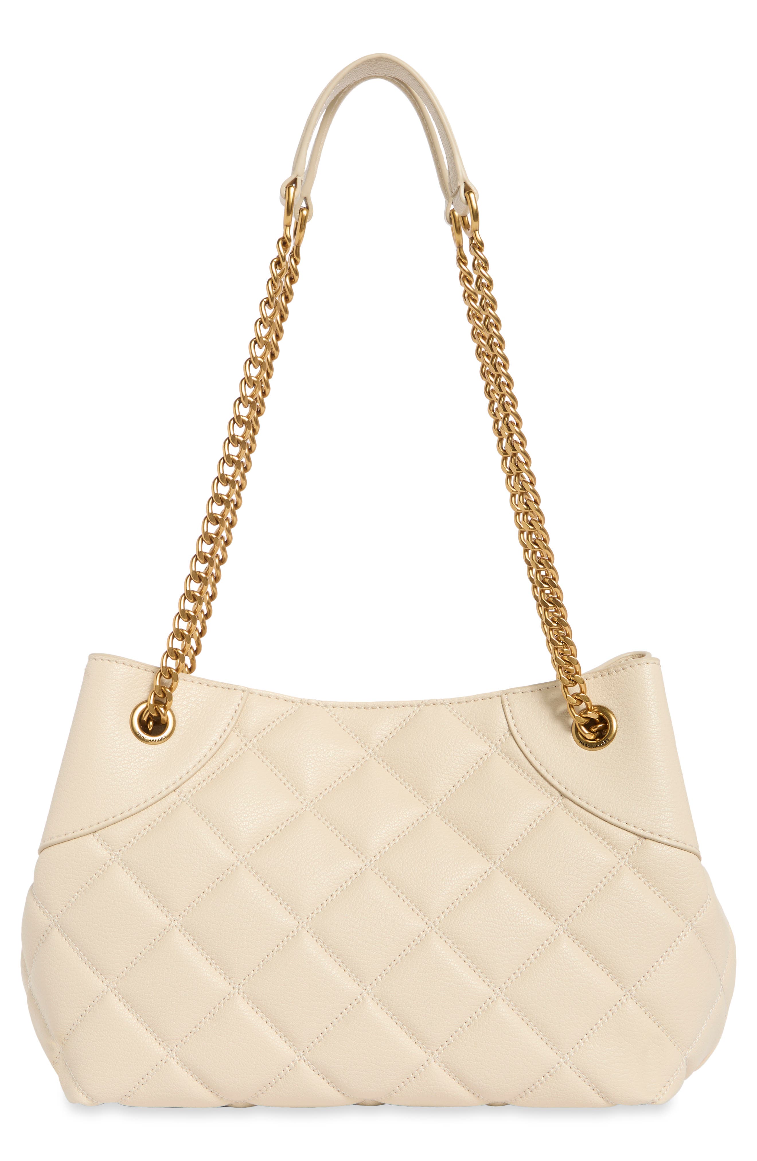 Small Quilted Plaza Leather Tote, Alternate, color, MARSHMALLOW