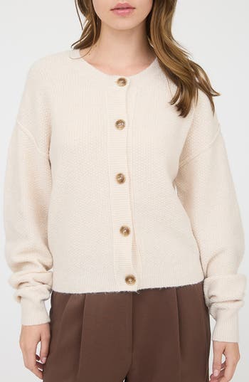 Blu Pepper Crewneck Button Down Cardigan In White