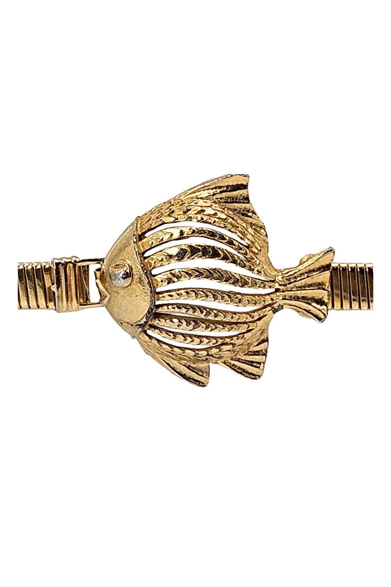 Vintage 1980s Goldtone Stretch Snake Lucky Sea Fish Belt, Alternate, color, Gold