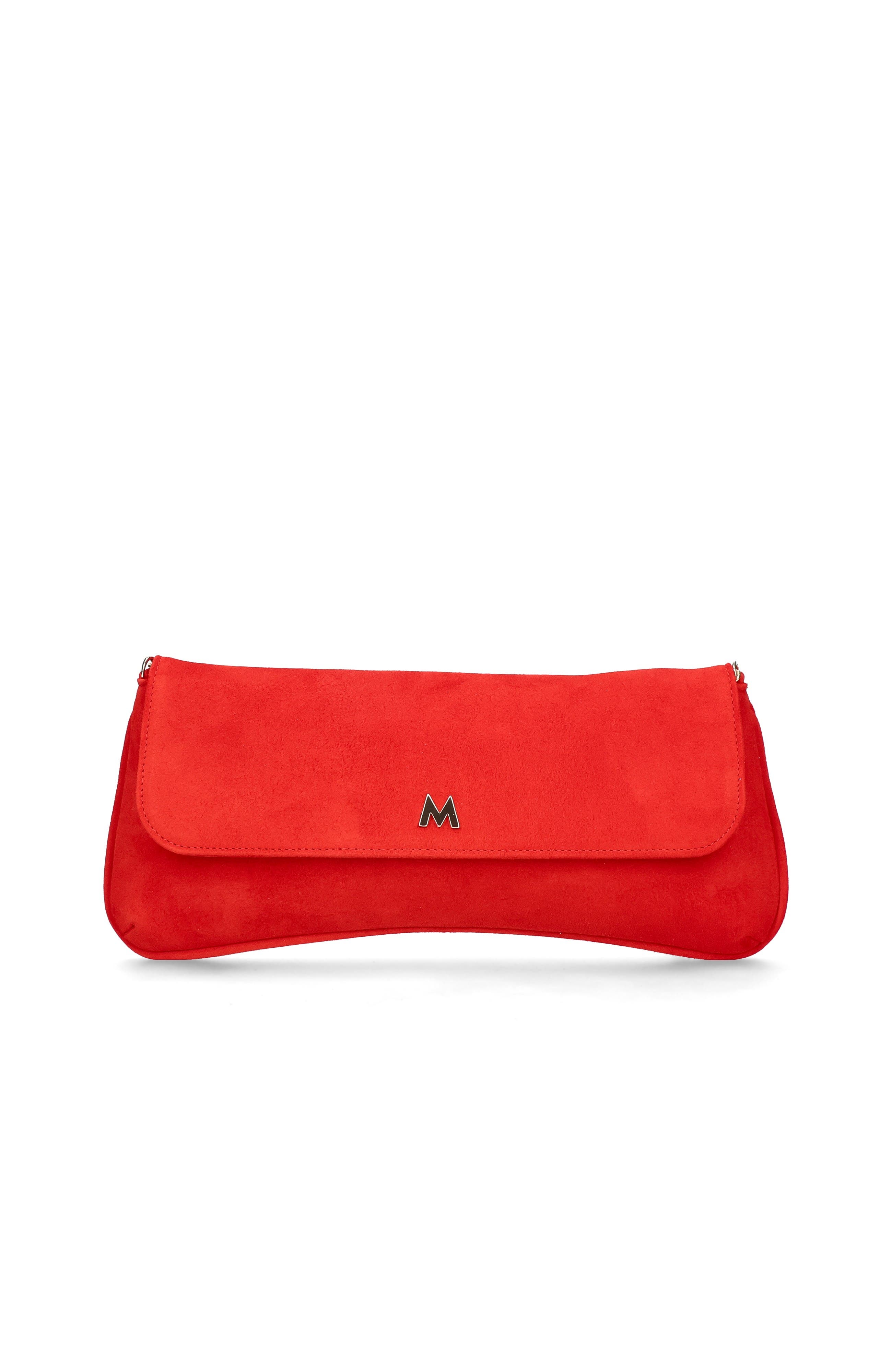 Medium Leather Clutch With Cross Body Chain Strap, Alternate, color, Red