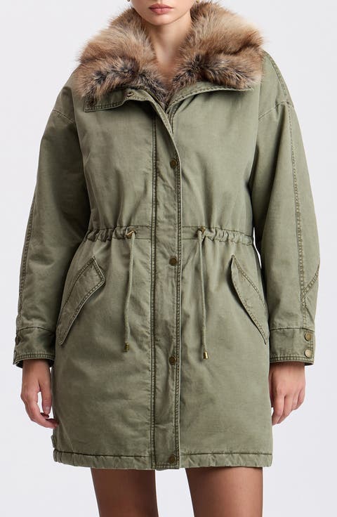 Faux Fur Trim Cotton Anorak