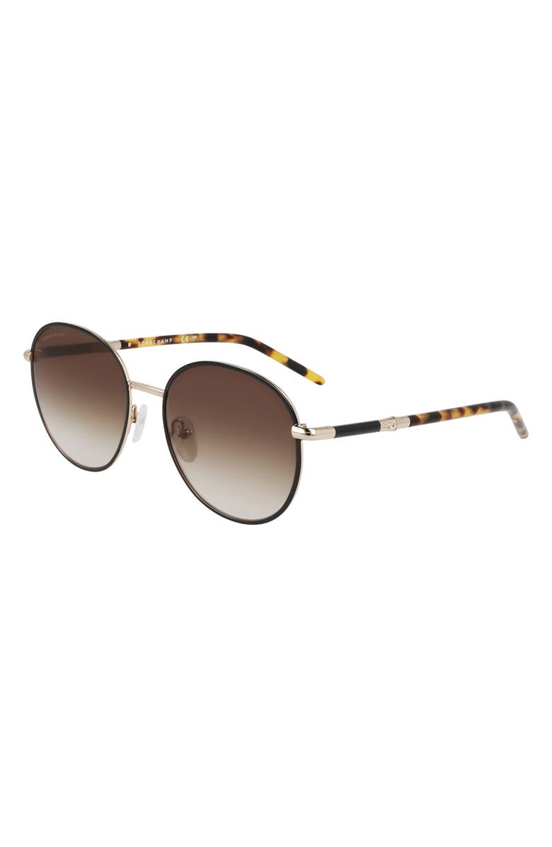 Longchamp 53mm Gradient Round Sunglasses, Alternate, color, Gold/ Black