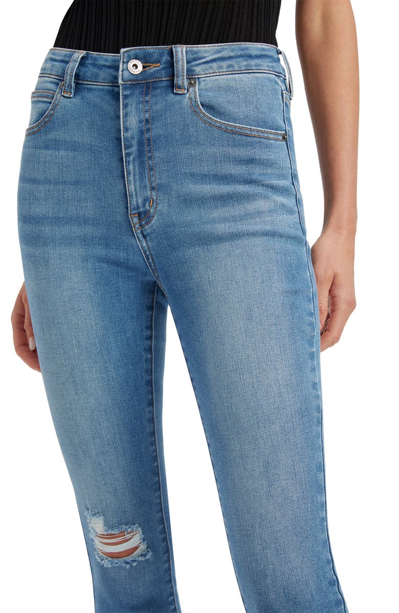 Bardot Khloe Ripped High Waist Crop Skinny Jeans, Alternate, color, Dark Denim