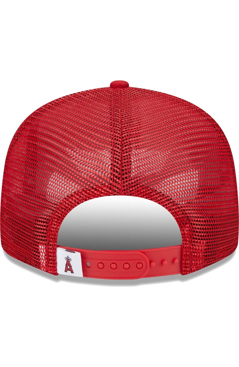 New Era Men's New Era Red Los Angeles Angels Team Color Trucker 9FIFTY Snapback Hat, Alternate, color, Red