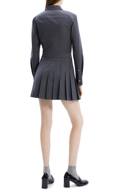 THEORY THEORY LONG SLEEVE PLEATED SHIRTDRESS 