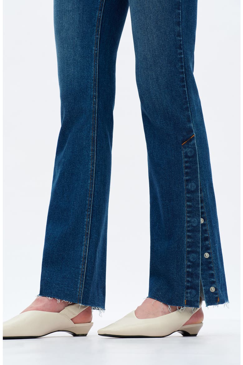 Lunna High Waist Fray Hem Bootcut Jeans, Alternate, color, DEEP SEA