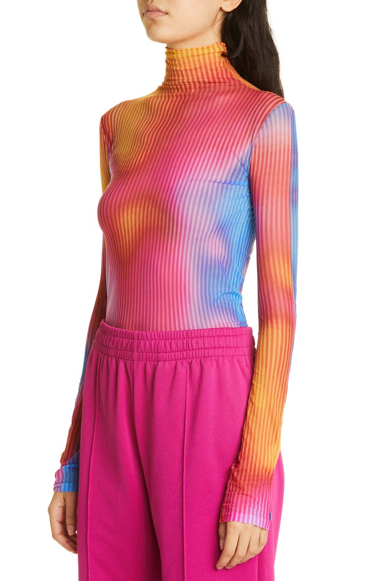 Acne Studios Gender Inclusive Body Heat Print Second Skin Funnel Neck Top, Alternate, color, 