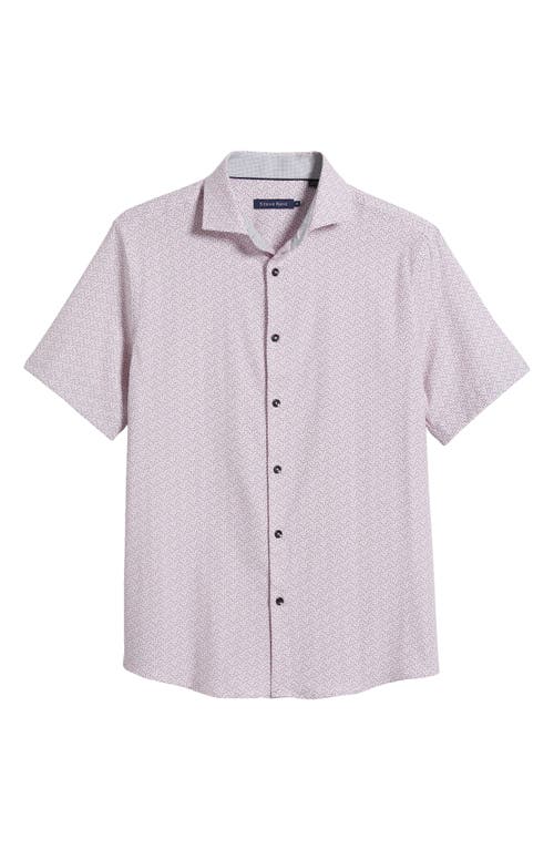 Stone Rose Artisanal Trim Fit Floral Geo Print Short Sleeve Cotton & Lyocell Button-up Shirt In Medium Pink