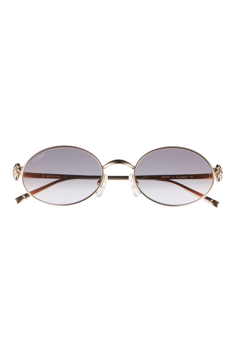 52mm Oval Gradient Sunglasses, Main, color, GOLD/ GREY LENS